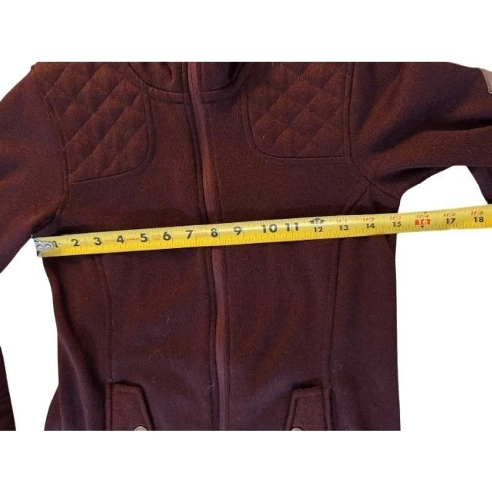 Eddie Bauer Burgundy Quilted Neck Zip Up Fleece Jacket Womens‎ - XS